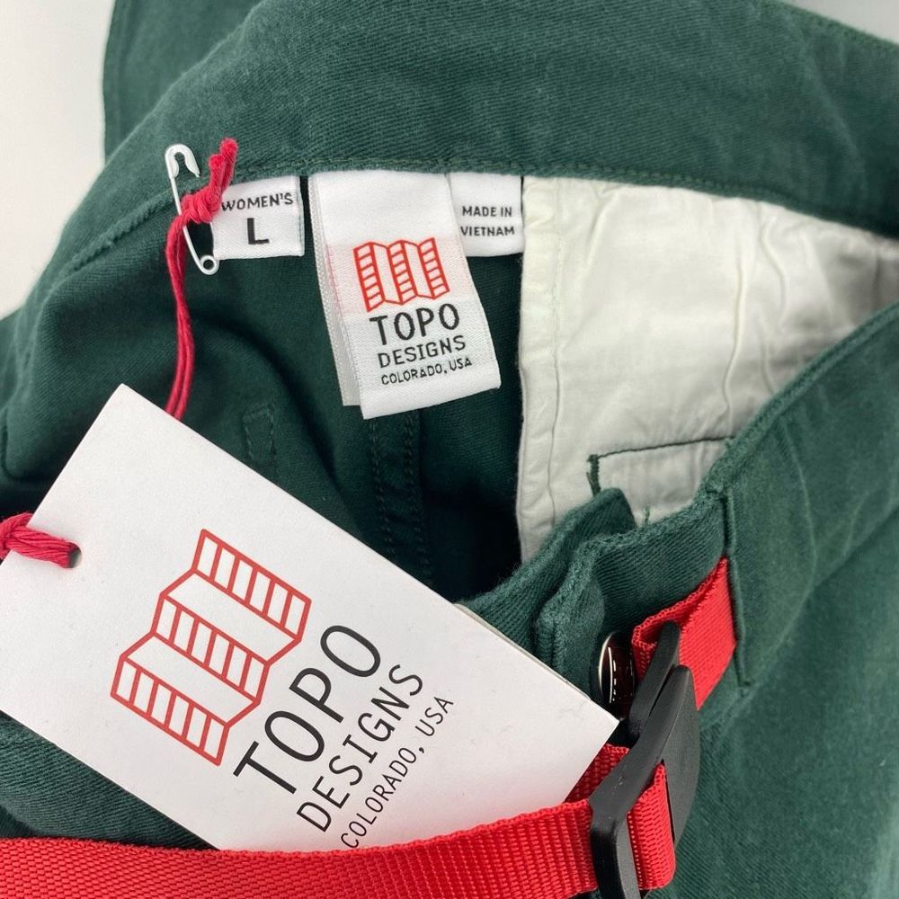 Topo Designs Womens Climb Pants Size L Organic Cotton Outdoor Hiking NWT Green - Picture 5 of 12